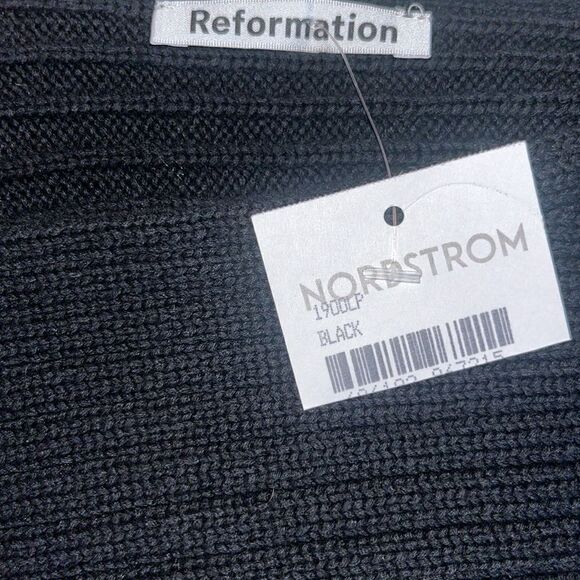 NWT Reformation Cort Short Black Ribbed Knit Boat Neck Pullover Sweater Size XS - Picture 7 of 7